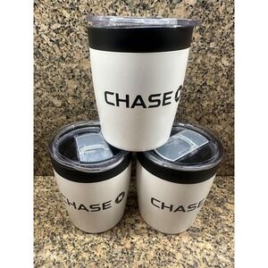 Chase Bank White Logo Insulated Tumblers Set Of 3 Stainless Steel Travel Coffee